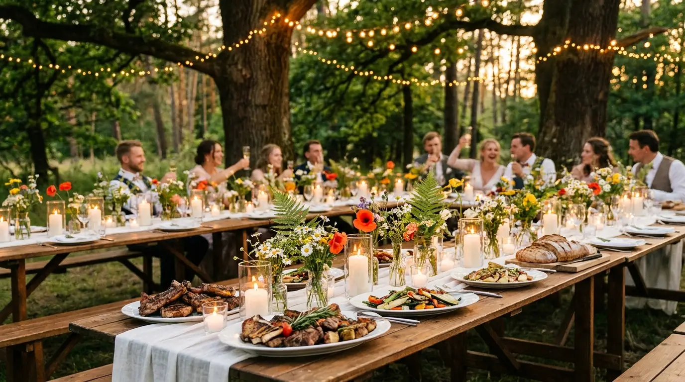 Romantisches Hochzeits-Catering im Freien